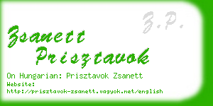 zsanett prisztavok business card